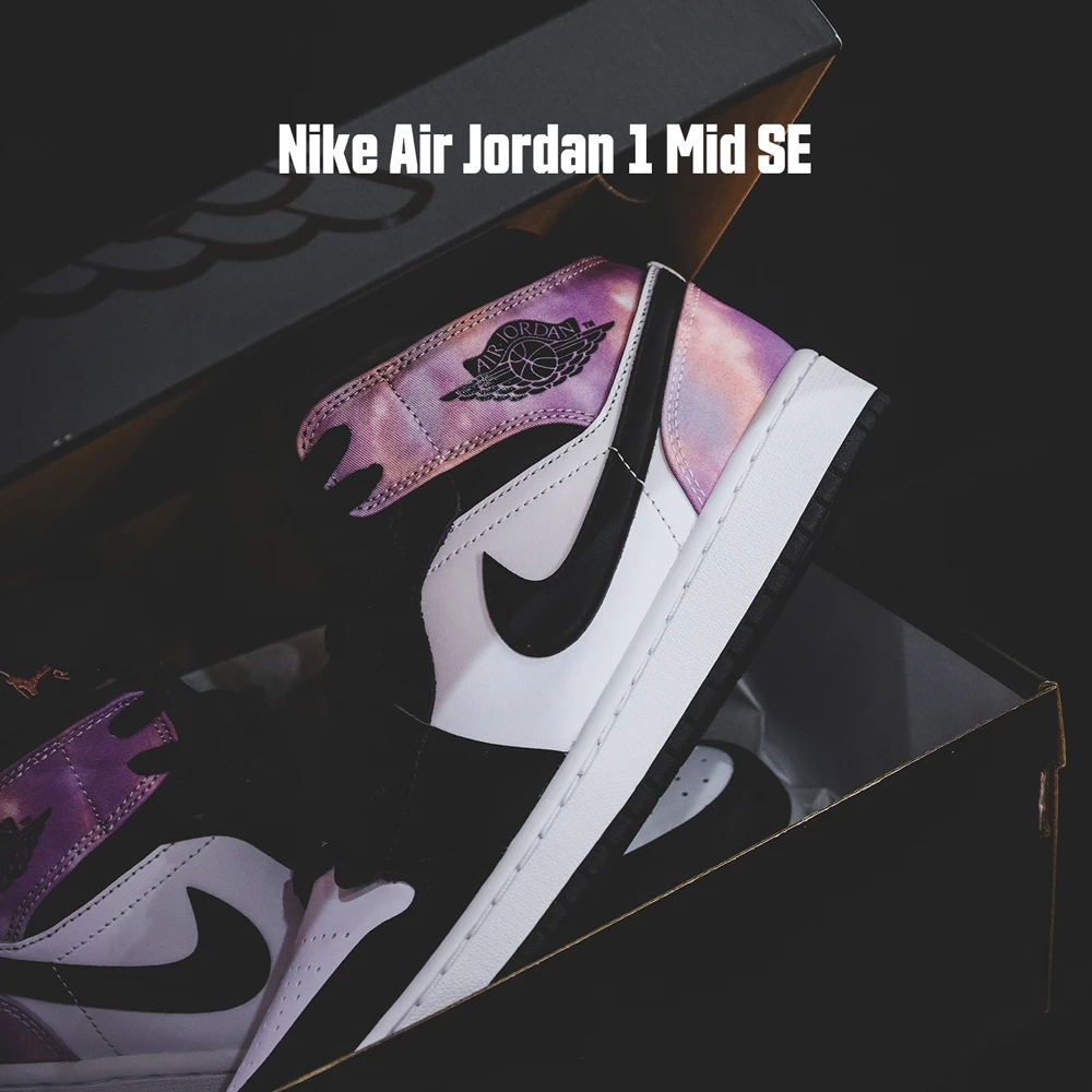 NIKE 耐吉】休閒鞋Air Jordan 1 Mid SE 男鞋黑星空紫渲染AJ1 高筒