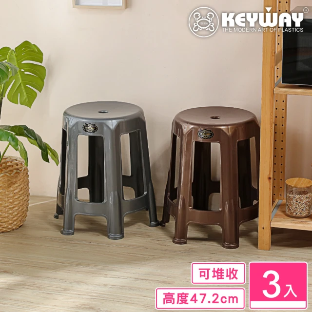 【KEYWAY 聯府】尤金六腳備用椅-3入(塑膠椅 餐椅 MIT台灣製造)