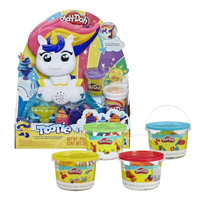 【Hasbro 孩之寶】培樂多黏土 冰淇淋套裝+黏土迷你遊戲桶-顏色隨機(HE5376+H23414)