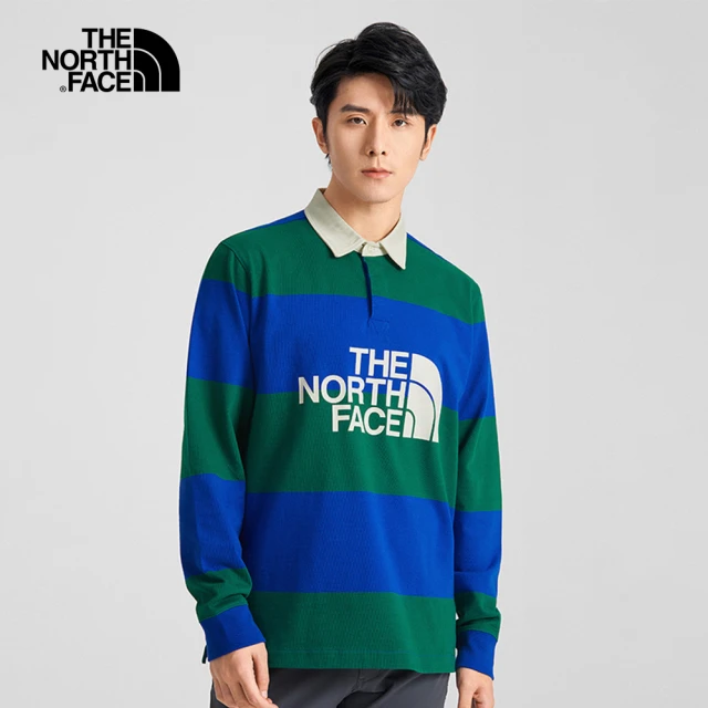 【The North Face】TNF 長袖POLO M COLOR BLOCK RUGBY POLO 男款 藍綠(NF0A5EIH0TR)