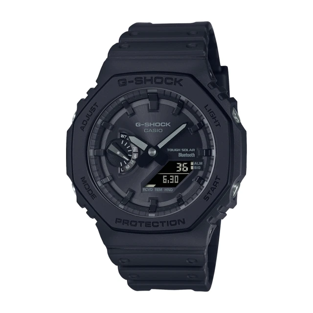 【CASIO 卡西歐】G-SHOCK 藍芽太陽能電力農家橡樹八角形錶殼(藍芽黑 GA-B2100-1A1)