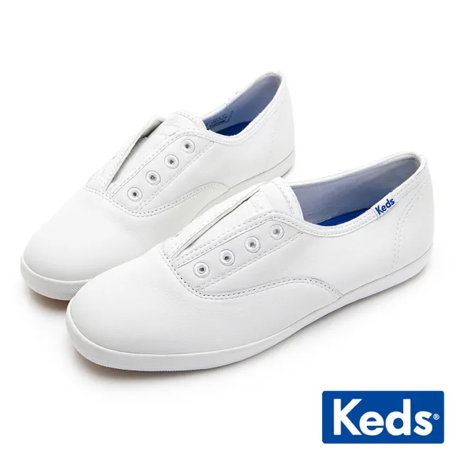 【Keds】女鞋-CHILLAX 經典素面皮革休閒小白鞋(白)