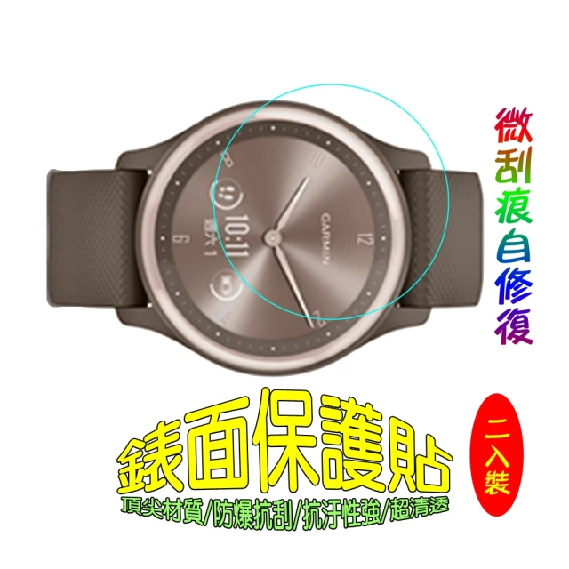 Garmin vivomove 3/3s 軟性防爆塑鋼錶面保護貼(二入裝)