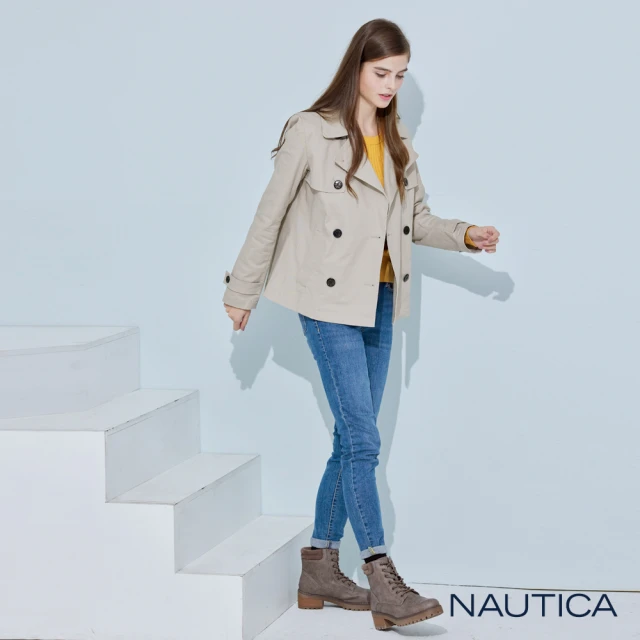 【NAUTICA】女裝 修身雙排扣外套(卡其)