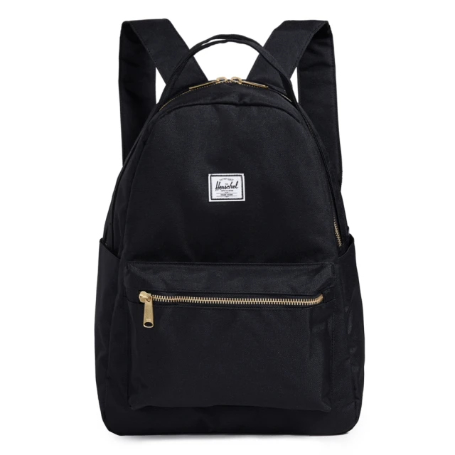 【Herschel】Nova Mid 全黑 黑色 金拉鍊 筆電夾層 日常 帆布 防潑水 女生 女包 背包 後背包(側邊可放水壺)