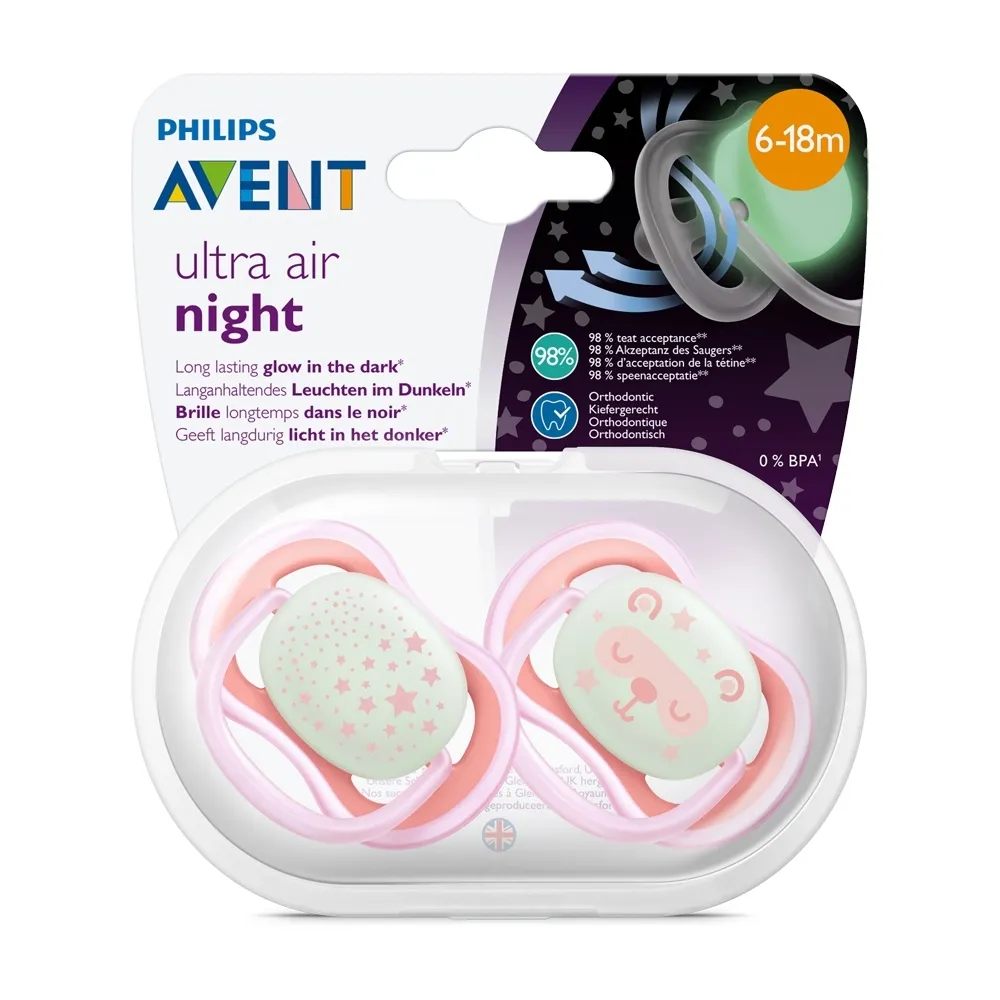 【PHILIPS AVENT】ultra air 超透氣矽膠安撫奶嘴 6-18M 兩入組(SCF085/19 隨機出貨 不挑款)