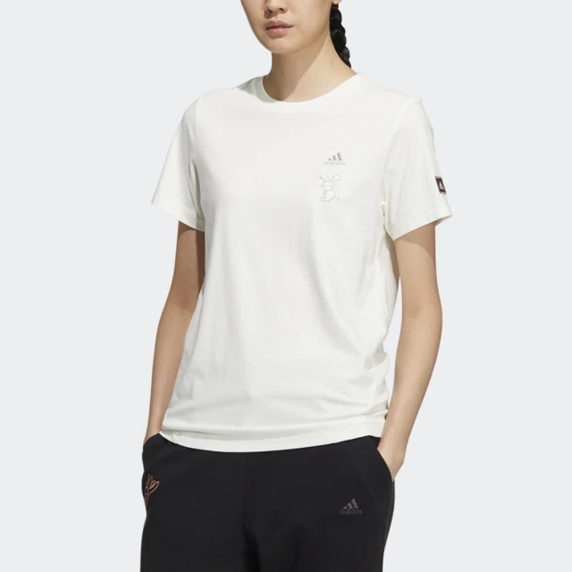 adidas 愛迪達【adidas 愛迪達】上衣 女款 短袖上衣 運動 亞規 GFX TEE 白 HZ3006