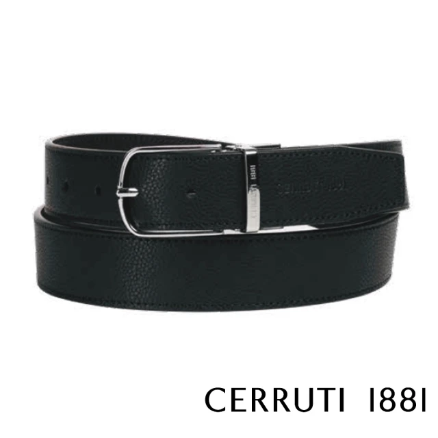 Cerruti 1881【Cerruti 1881】限量3折 頂級義大利小牛皮皮帶 全新專櫃展示品 CECT06156M(黑色 贈送禮提袋)