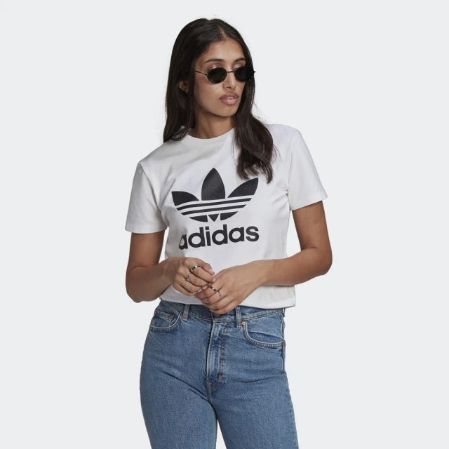 【adidas 愛迪達】運動服 短袖上衣 女上衣 TREFOIL TEE(GN2899)