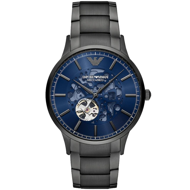 【EMPORIO ARMANI】曹佑寧配戴款 亞曼尼鏤空機械錶-43mm(AR60056)