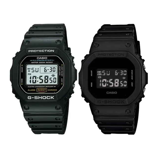 CASIO 卡西歐 暢銷經典電子錶1+1獨家組合(DW-5600BB-1+DW-5600E-1)
