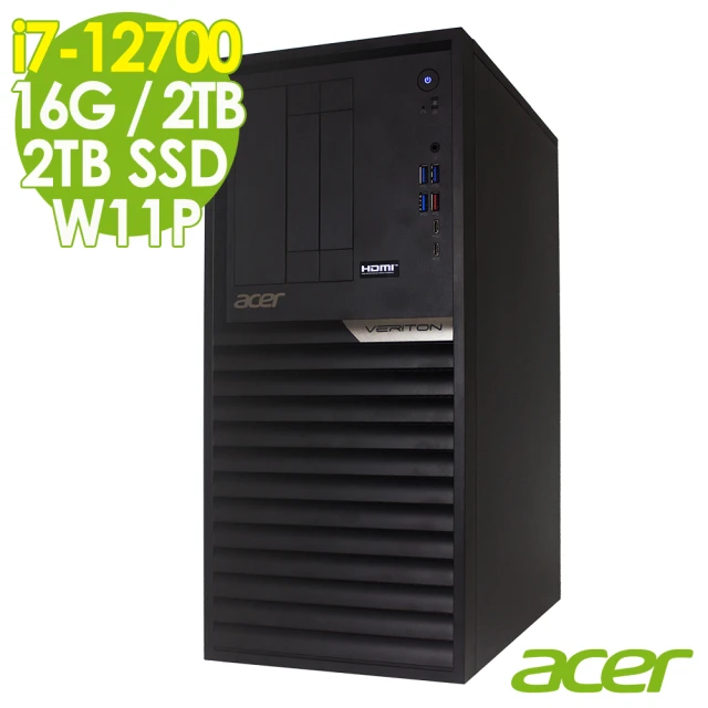 【Acer 宏碁】Veriton VK6690G i7-12700/16G/2TSSD+2TB/W11P(十二核心 商用雙碟)