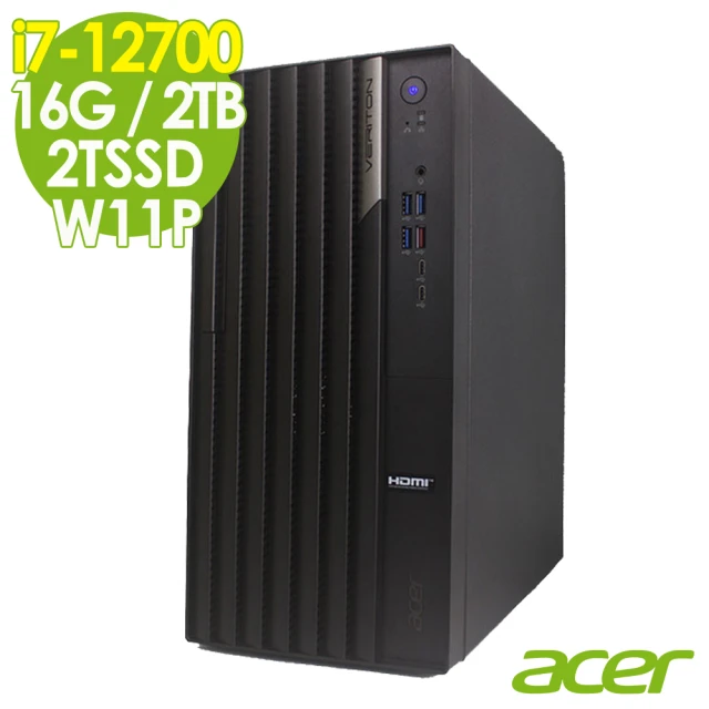 【Acer 宏碁】Veriton VM6690G 商用電腦 i7-12700/16G/2TSSD+2TB/W11P(十二核心 雙碟)