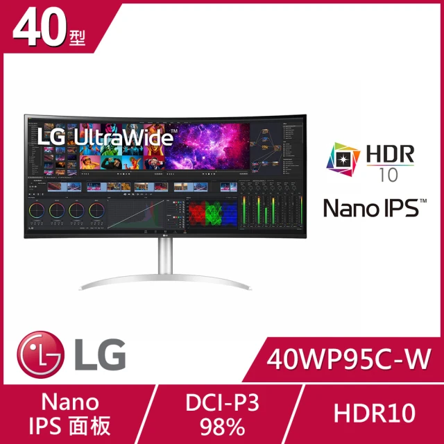 【LG 樂金】40型 Nano IPS 5K2K 72Hz HDR10 曲面21:9螢幕(40WP95C-W)