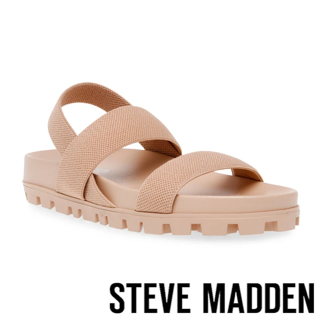 【STEVE MADDEN】SWAGGY 彈性寬帶平底涼鞋(杏粉色)