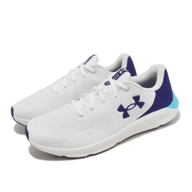 【UNDER ARMOUR】慢跑鞋 Charged Pursuit 3 Tech 男鞋 白 藍 路跑 透氣 運動鞋 UA(3025424103)