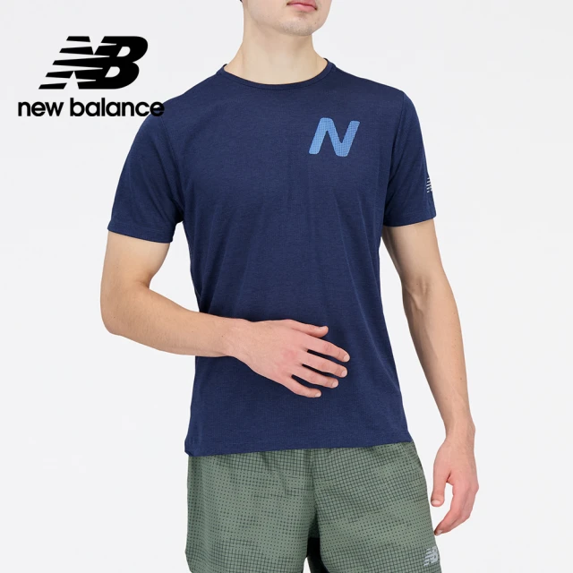 【NEW BALANCE】NB 涼感吸濕排汗短袖上衣_男性_深藍色_AMT21277NML(亞版 版型正常)