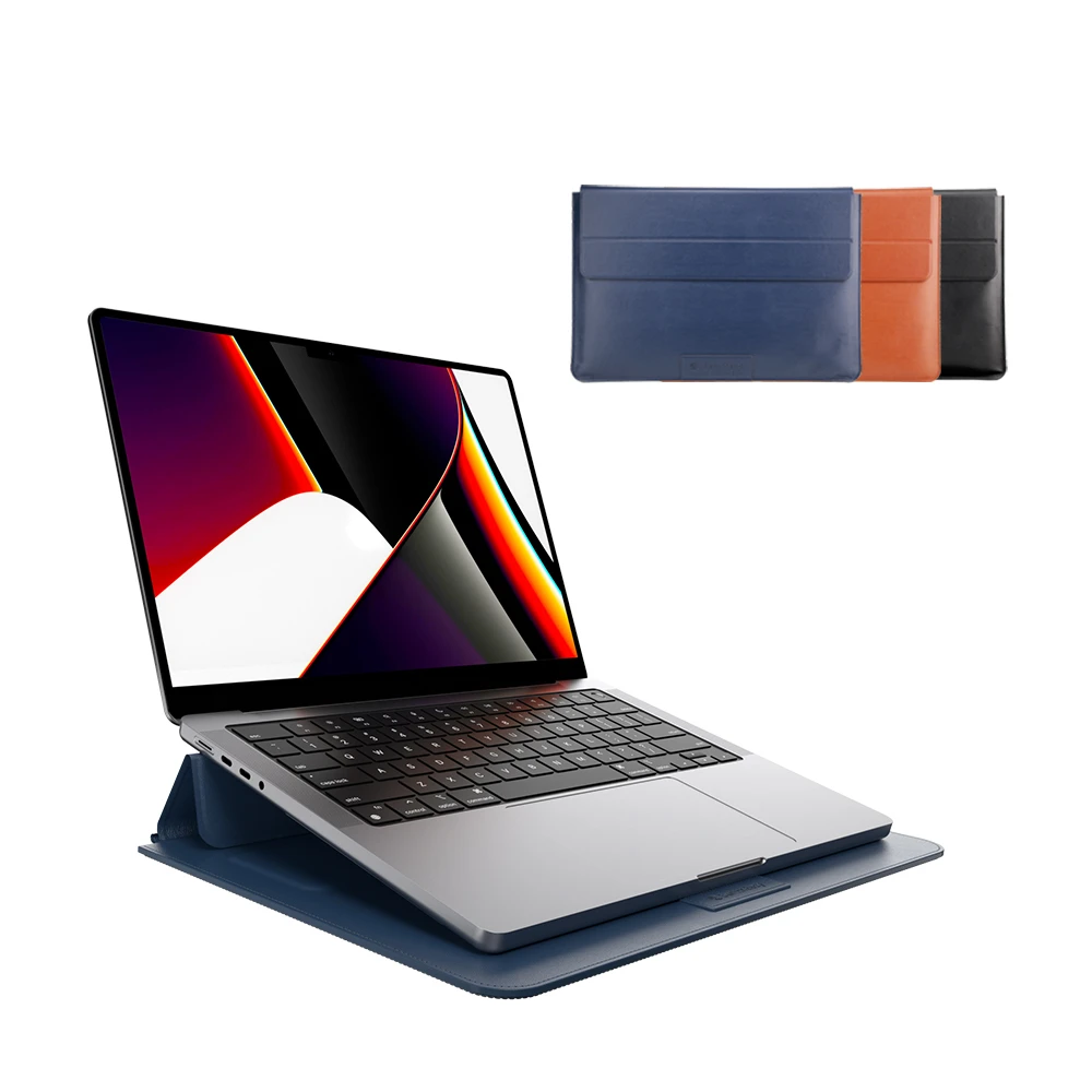 【魚骨牌 SwitchEasy】MacBook Pro 14吋 EasyStand 輕薄支架皮革電腦包(通用M2 Pro Pro Max 晶片)
