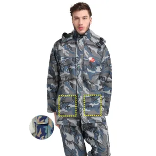 【UF72】UF-UP4唯一防超大暴雨專業雨棚帆布針織兩件式男重裝雨衣/有口袋版(外送/海釣/登山客/軍警/勞工)