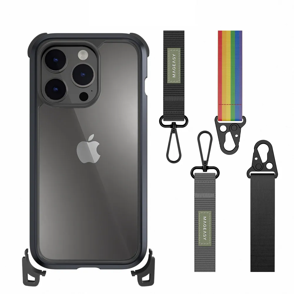 【魚骨牌 MAGEASY】iPhone 14 Pro Max 6.7吋 Odyssey+ 超軍規防摔掛繩手機殼(吊繩殼 背帶殼/無磁圈款)