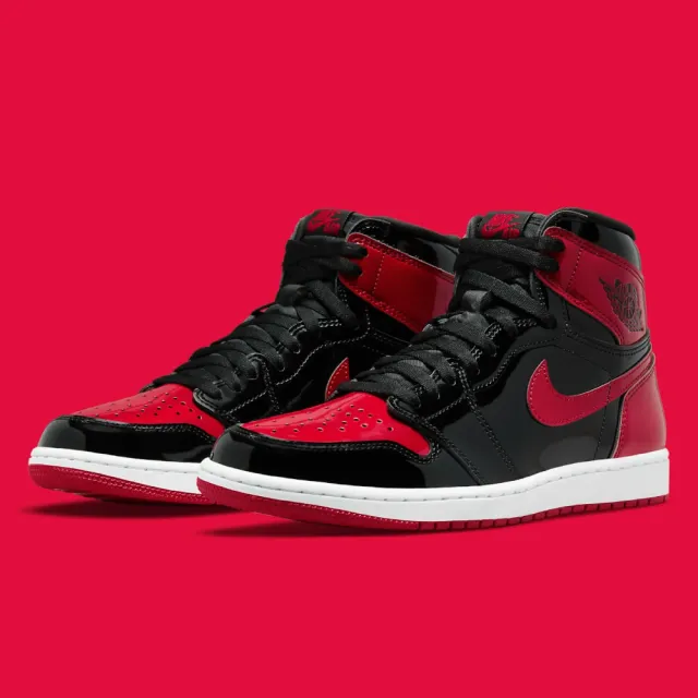 NIKE 耐吉】Air Jordan 1 Retro OG Bred Patent 特殊漆皮黑紅男款灌籃