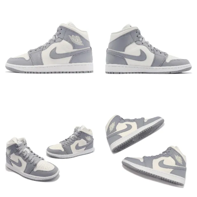 【NIKE 耐吉】Wmns Air Jordan 1 Mid 灰 白 女鞋 男鞋 Grey Sail AJ1 小Dior(BQ6472-115)