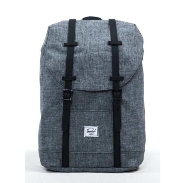 【Herschel】Retreat 中型 灰黑 橡膠帶 磁扣 耳機孔 厚筆電層 帆布 防潑水 背包 男包 女包 後背包