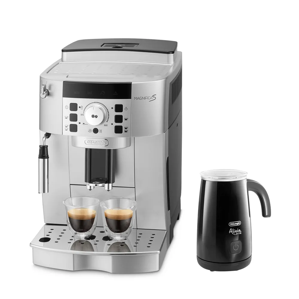 【Delonghi 迪朗奇】ECAM 22.110.SB全自動義式咖啡機+【迪朗奇】電動冷熱奶泡機-黑色(EMF2/BK)