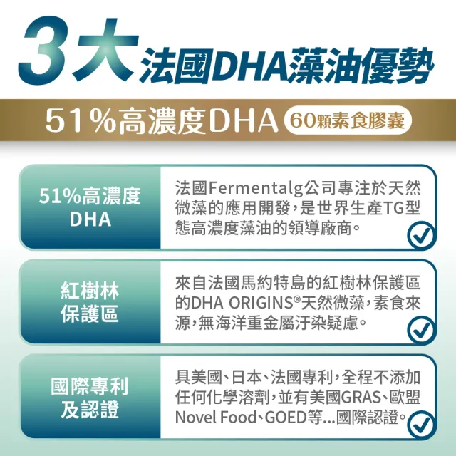 【達摩本草】法國53%DHA植物藻油 1入組(1入60顆)