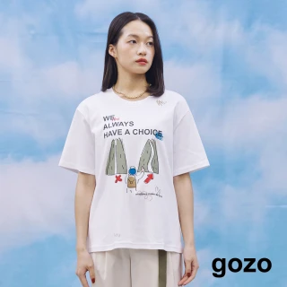 【gozo】選擇困難症純棉印花T恤(兩色)