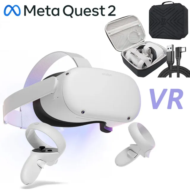 【Meta Quest】Oculus Quest2 VR 頭戴式裝置+5米傳輸線+收納硬殼包(128G)