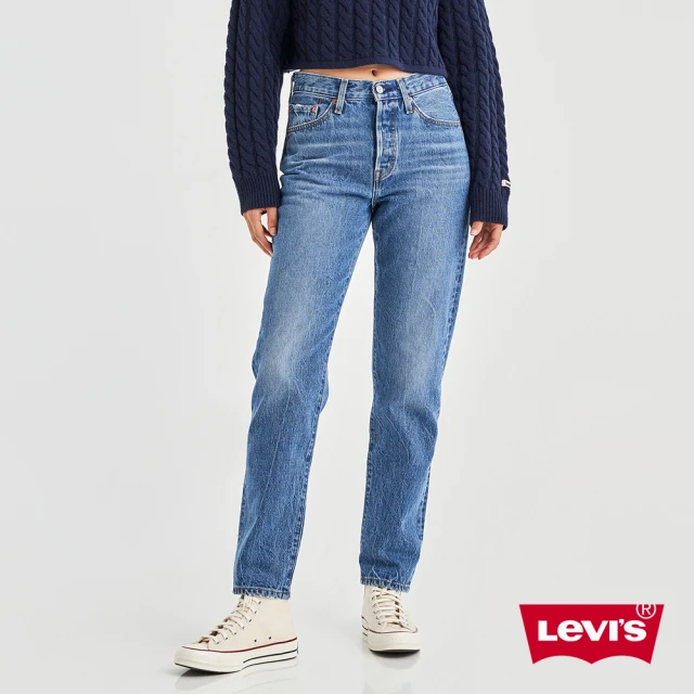 LEVIS 女款 501高腰合身直筒牛仔長褲 / 精工灰色石