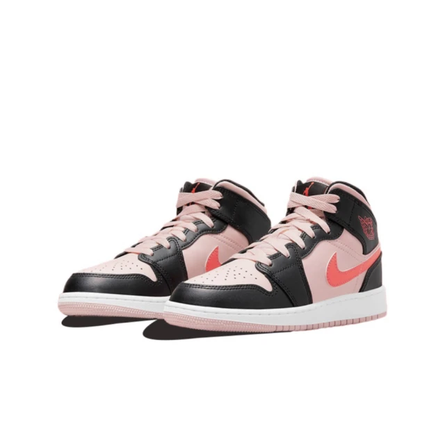 【NIKE 耐吉】Air Jordan 1 Mid GS 黑粉 大童/女鞋 休閒鞋 554725-604