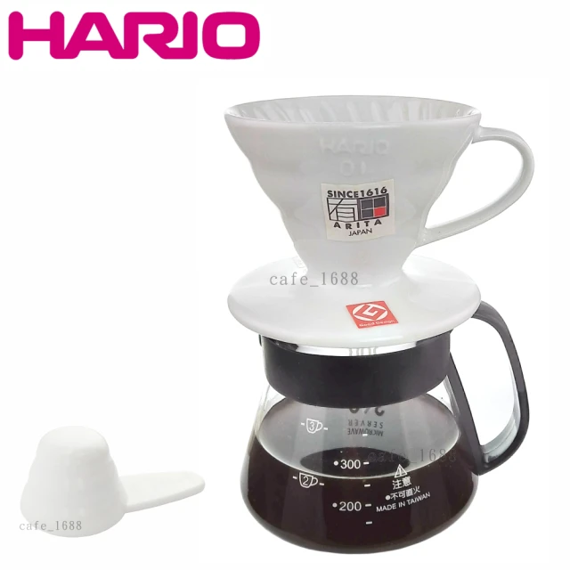 HARIO V60 1-2人份有田燒陶瓷濾杯+台玻 syg耐熱玻璃咖啡壺360ml