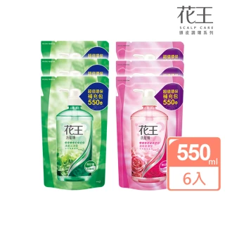 【Kao 花王】暢銷洗髮精補充包550ml x6入(清新沁涼/溫和柔潤)