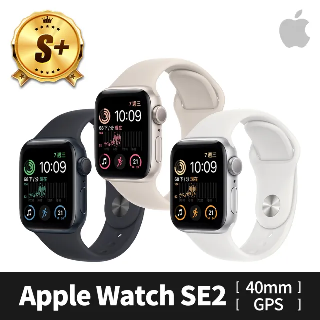 Apple 蘋果 S 級福利品 Apple Watch SE2 GPS 40 公釐鋁金屬錶殼搭配運動式錶帶(原廠保固中)