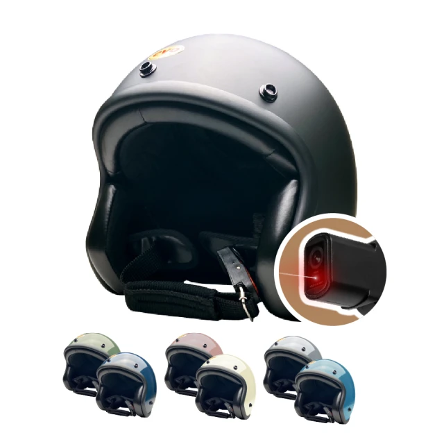 iMini【iMini】iMiniDV X4C 精裝 素色 黑邊復古騎士帽 內建式安全帽行車記錄器(機車用 1080P 攝影機 記錄器)