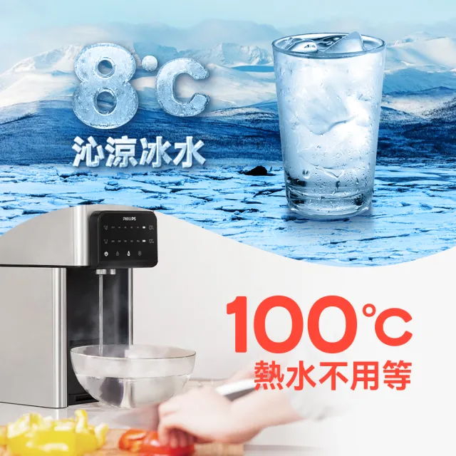 【Philips 飛利浦】2.8L免安裝瞬熱製冷濾淨飲水機(ADD5980M)