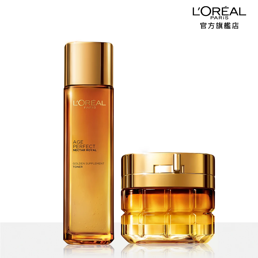 巴黎萊雅金致臻顏花蜜奢養輕盈日霜【LOREAL Paris 巴黎萊雅】金致臻顏小蜜罐奢養經典組(花蜜奢養輕盈日霜60ml+精華露130ml)