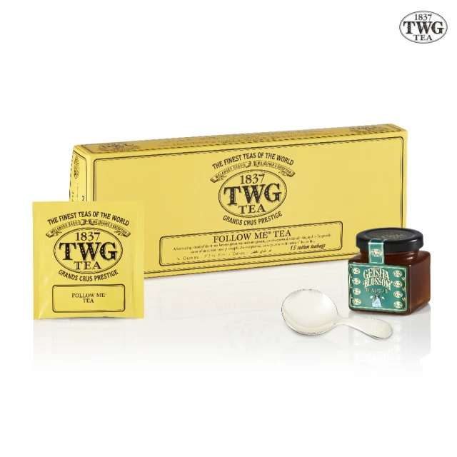 【TWG Tea】茶花女茗茶禮物組(手工純棉茶包 15包/盒+果醬+計量銀匙)