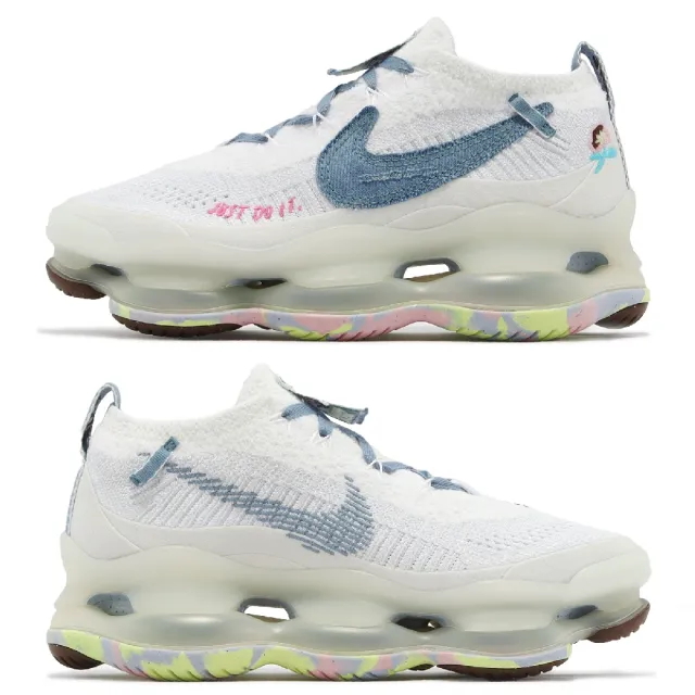 NIKE 耐吉】Wmns Air Max Scorpion FK 女鞋白藍全掌氣墊單寧休閒鞋