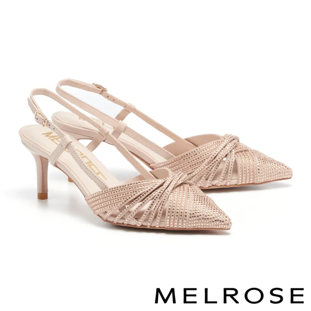 MELROSE 美樂斯 極簡時髦純色飛織布方頭高跟短靴(杏)