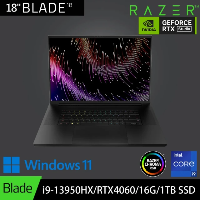 【Razer 雷蛇】18吋i9電競筆電(Blade 18/RZ09-0484RTH3-R3T1/i9-13950HX/16GB/RTX 4060/1TB PCIe SSD/Win11