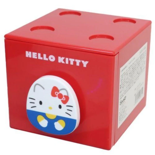 【小禮堂】Hello Kitty 單抽積木收納盒 - 紅全身款(平輸品)