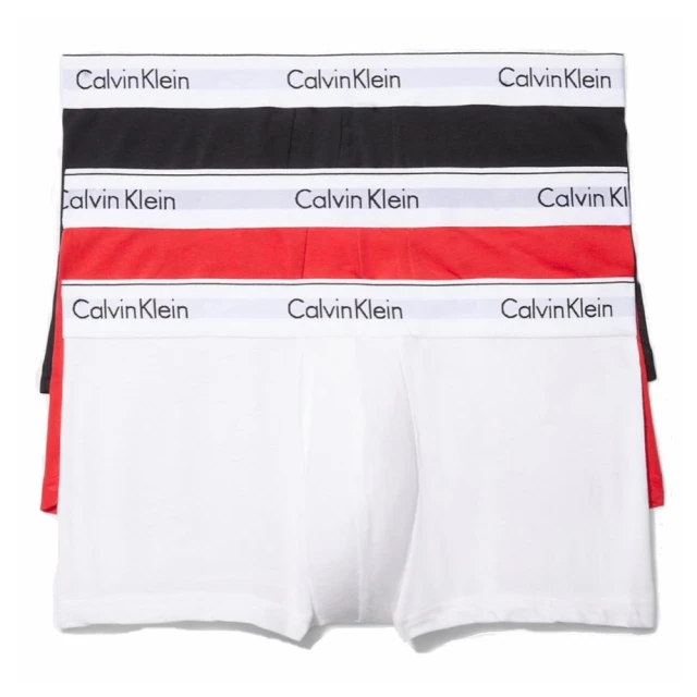 Calvin Klein 凱文克萊【Calvin Klein 凱文克萊】短版 COTTON 四角男內褲 透氣棉質 3件一組 盒裝(ck 白黑紅色 3件一組)