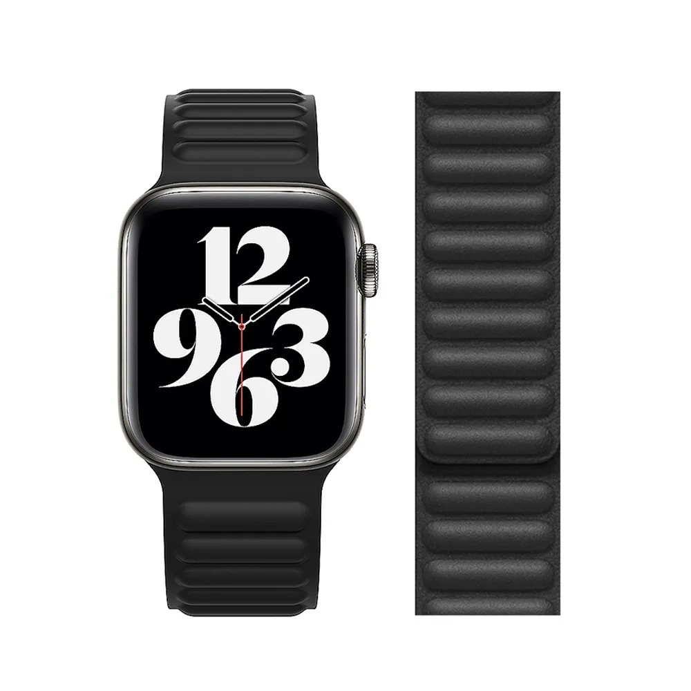 【OMG】Apple Watch Ultra/S8/7/6/5/4/3/2/SE 磁吸矽膠鏈式回環錶帶(38/40/41/42/44/45/49mm)