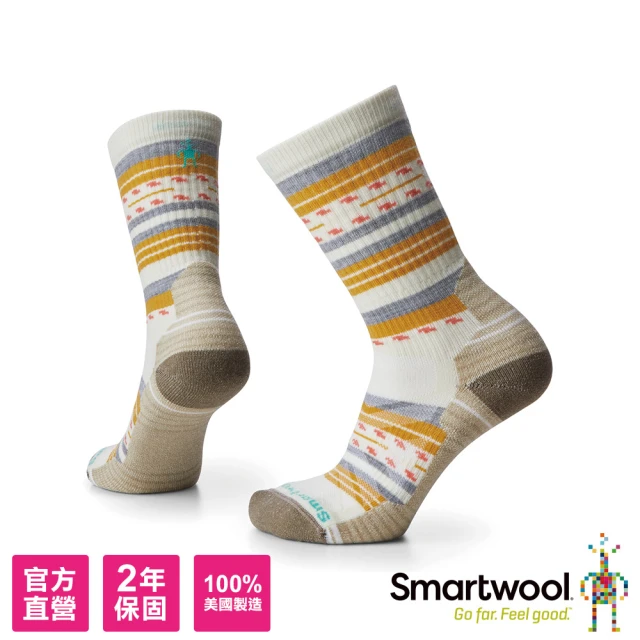 SmartWool【SmartWool】女機能戶外全輕量減震瑪格麗特紋中長襪(自然白)