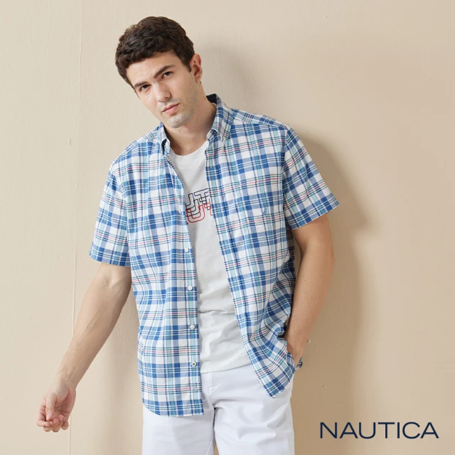 NAUTICA 男裝 簡約彈性長袖襯衫(藍)評價推薦