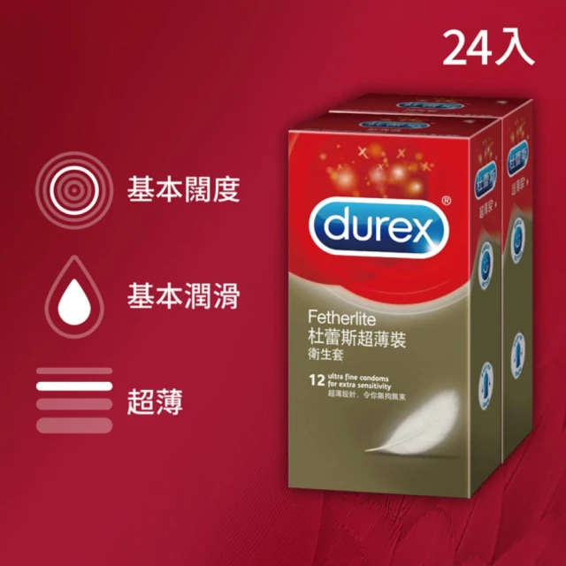 【Durex 杜蕾斯】超薄裝保險套12入*2盒(共24入)