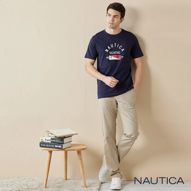 【NAUTICA】男裝 涼感簡約直筒休閒長褲(卡其色)